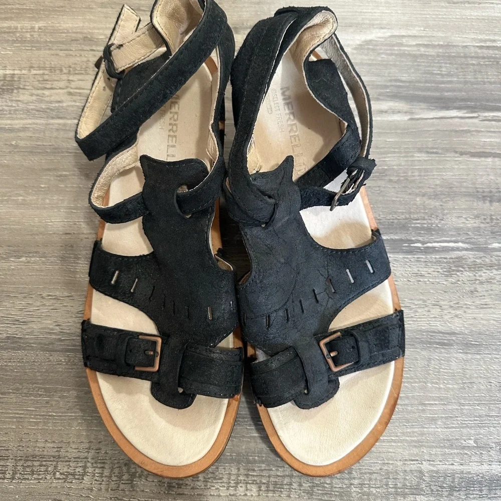 Merrell Sirah Cloak Wedge Black Grain Leather Shoe